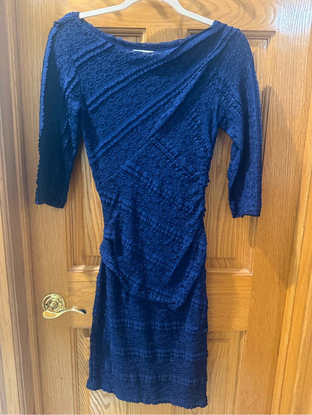 Reiss Navy Textured Midi Dress